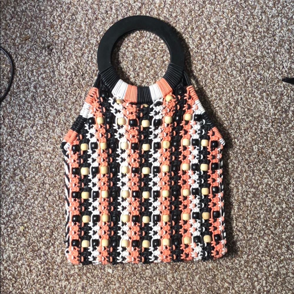 Crochet and beaded handbag